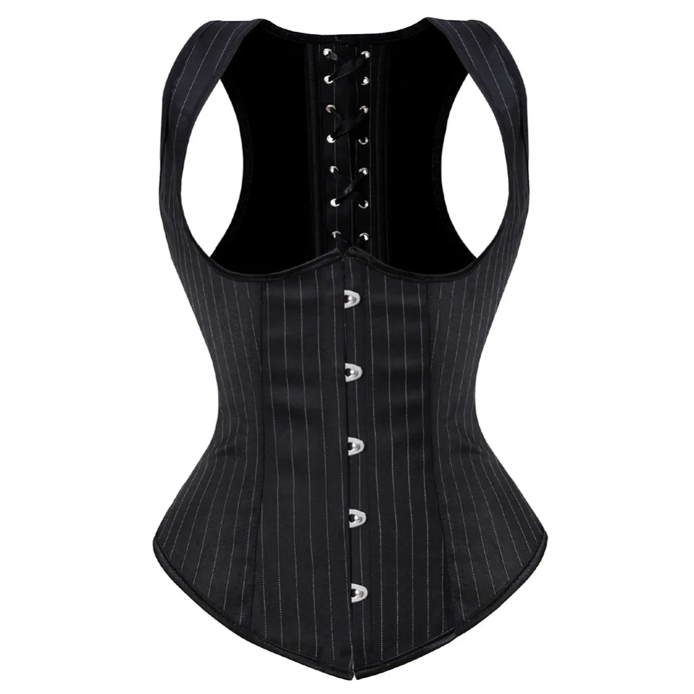 Corset Waist Cinch - Damen Gothic Jacquard Unterbrustkorsett Sexy Schultergurte