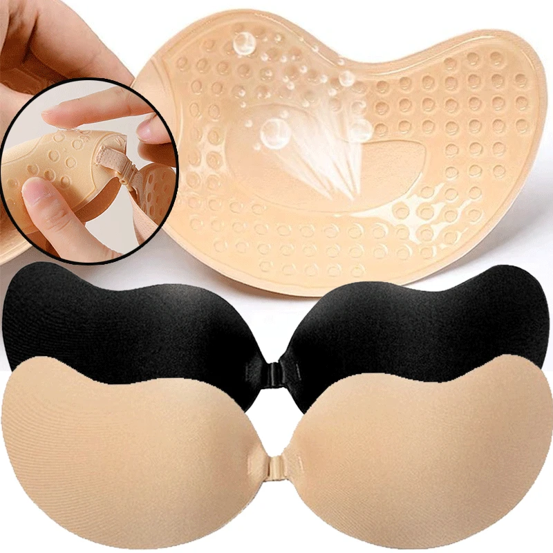 Silicone Bra Adhesive - Wiederverwendbare Selbstklebende Nippelabdeckungen A-D Cups, Silikon-Gepolsterter