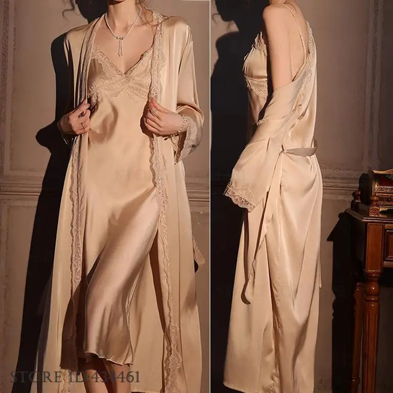 Weibliche Lange Robe 2PCS Set  – Robe Silk Women Bewertung und Preis